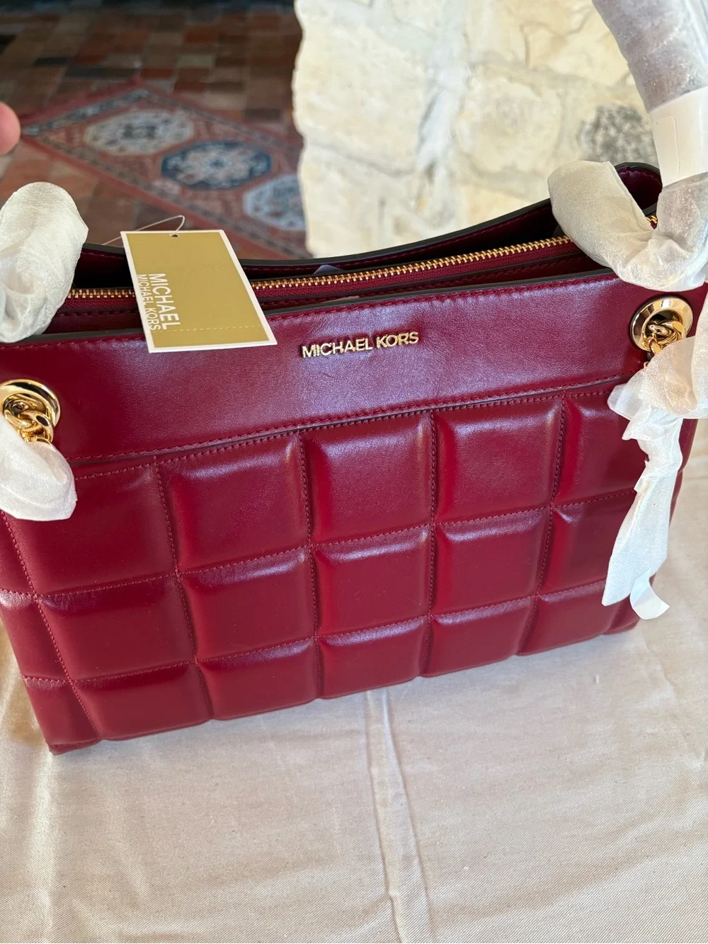 Michael Kors Quilted Shoulder Bag - Burgundy